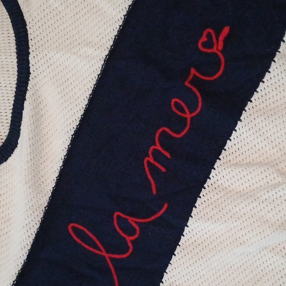 Sundry La mer navy & white striped crewneck embroidered sweater M - Picture 14 of 15